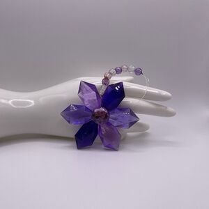 Purple Crystal Beaded Flower SunCatcher Ornament